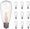 SUNSGNE 10-Pack Edison Light Bulbs, 7-watt E17 Screw Base ST40 Replacement Clear