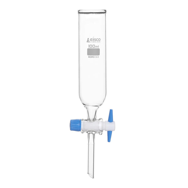 EISCO Dropping Funnel, 100ml PTFE Key Stopcock, Open Top, Ungraduated Borosilicate Glass