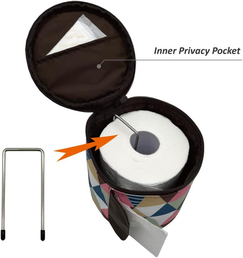 Olve Portable Toilet Paper Holder, Cat Proof Roll Tissue Dispenser, Foldable Storage Bag for Camping, Brown