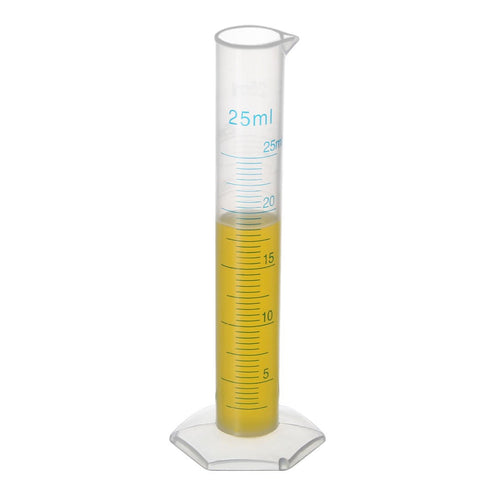 uxcell 25ml Plastic Graduated Cylinder, Clear Hex Base Flask, Science Test Tube Beakers, 3pcs for Lab Home