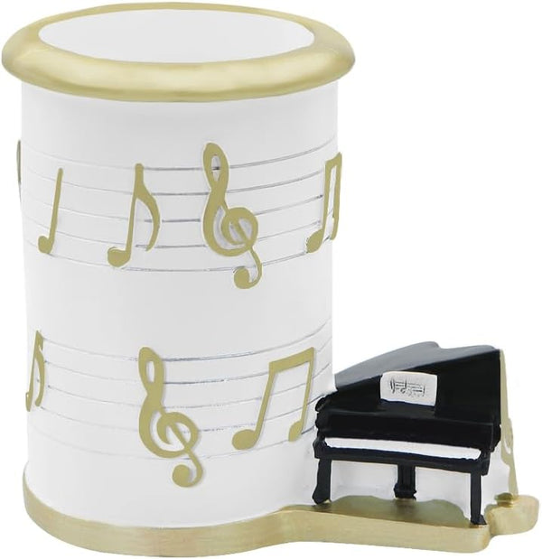 Winterworm Resin Music Notes Pencil Pen Container, Piano Pencil Cup, Musical Melody Theme Pen Holder for Home Office