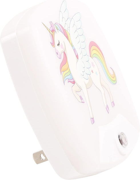Omeet 2 Pack - Cartoon Unicorn LED Plug-in Night Light for Kids - Wall Lamp Take Good Care Children Sleep Light Sensor