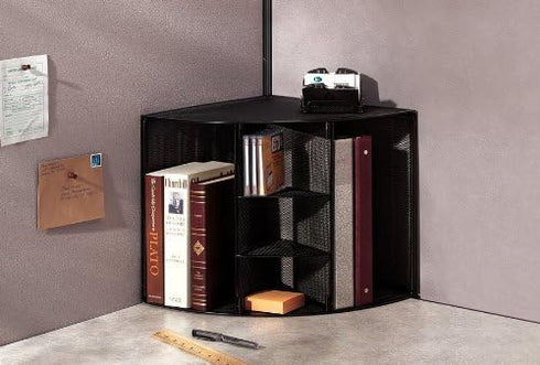 Rolodex Mesh Collection Corner Desktop Shelf, Black (62630)