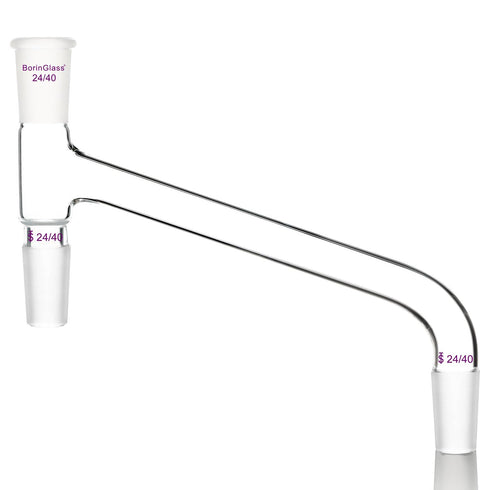 Glass Distilling Adapter, Borosilicate Glass 75 Degree Bent Chemistry Distillation Adapter, 24/40 Joint