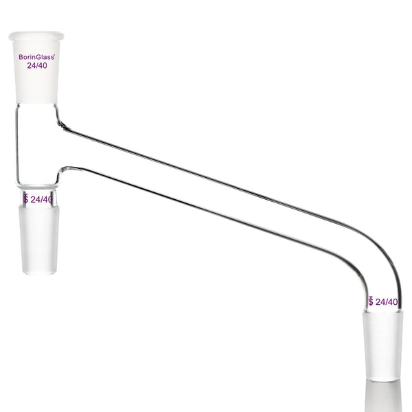 Glass Distilling Adapter, Borosilicate Glass 75 Degree Bent Chemistry Distillation Adapter, 24/40 Joint