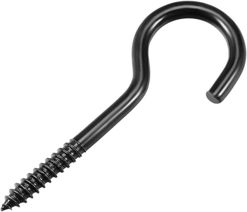 uxcell 2" Screw Eye Hooks – Self Tapping Screws, Screw-in Hanger Eye-Shape Hooks, Black, 12pcs