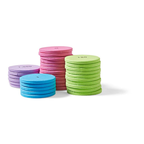 hand2mind Soft Foam Place Value Disks, 4 Values, Counting Chips for Kids, Pack of 200