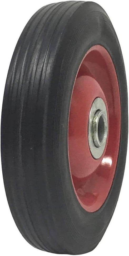 Solid Rubber Flat Free Tire 6" x 1.5" Hand Truck Wheel, 1.25" Offset Hub, 5/8" Axle, 350 lbs Capacity