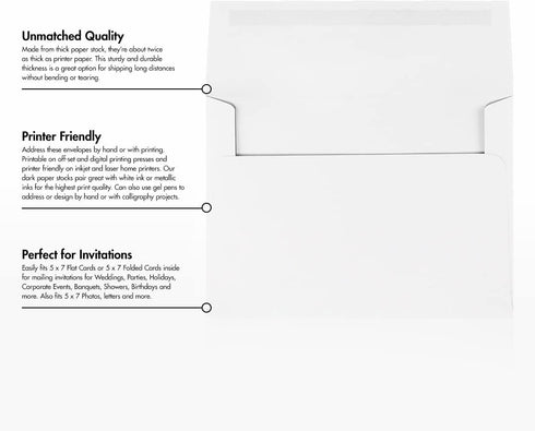LUXPaper A7 Classic Crest Invitation Envelopes | 5 1/4" x 7 1/4" | Solar White | 70lb. Text | 50 Qty