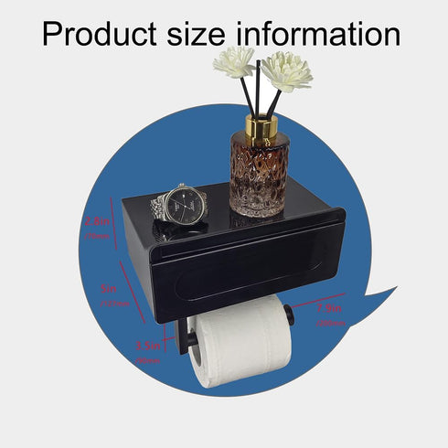 Generic Toilet Paper Holder with Wipes Storage - Wall Mount Bathroom Wipes Holder Black Roll Tissue Holder with Shelf