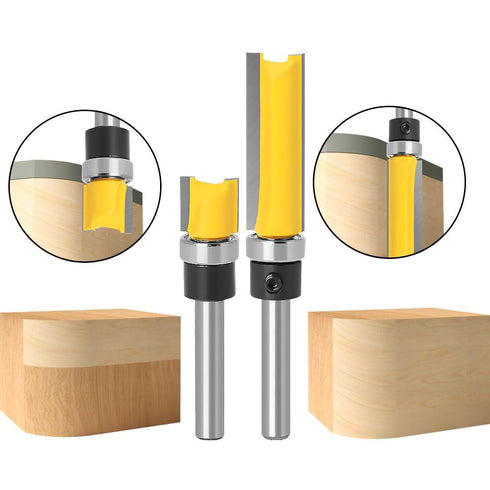 4Pcs Pattern Flush Trim Router Bit Set, 1/4 Inch Shank Carbide Straight Cut Router Bits for Woodworking Milling