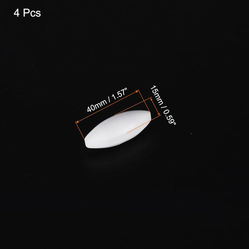 MECCANIXITY Magnetic Stirrer Mixer Stir Bar Rod 40mm(1.57") x15mm Olive Shape PTFE Coating Magnet White for Laboratory 4Pcs