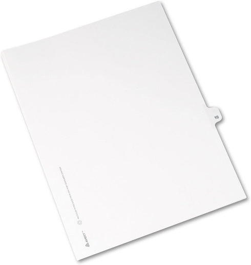 Avery Individual Legal Exhibit Dividers, 10, Side Tab, 8.5 x 11 Inches, Pack of 25