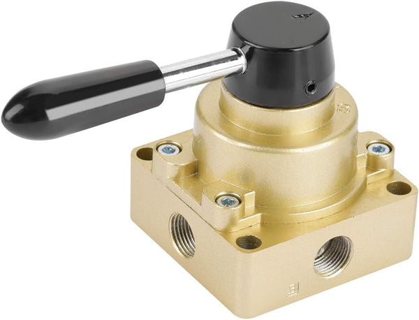 Hilitand HV-03 Rotary Lever Hand Valve, G3/8 Control Valve, 3 Positions 4 Ways Pneumatic Air Flow Control