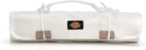 Dickies Small Paint Brush Organizer Roll, 16 Brush Pockets, Durable Canvas, 13.5 in. x 12.75 in., White