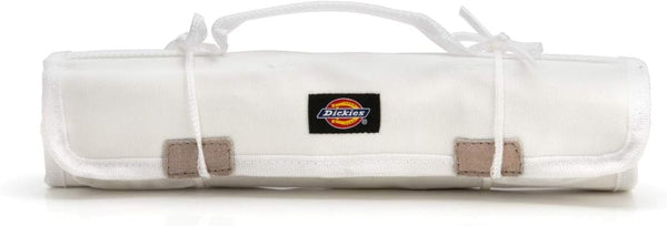 Dickies Small Paint Brush Organizer Roll, 16 Brush Pockets, Durable Canvas, 13.5 in. x 12.75 in., White
