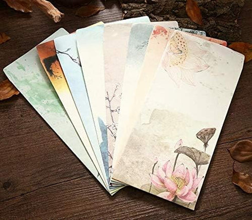 Retro A4 Stationery Paper and Envelopes Set, 32 Sheets Writing Paper and 12 Envelopes, Old Age Printer Paper