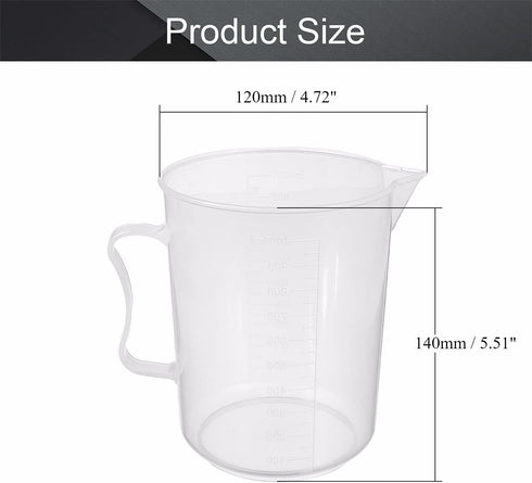 Othmro 1Pcs 1000ml Measuring Cup, PP Plastic Graduated Beaker Transparent for Lab Kitchen Liquids