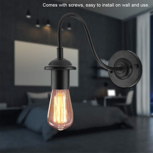 E27 90 250V Hilitand Sconce Iron Lamp Wall Sconce Light Sock Black to for Dining Room, Bedroom, Cafe, Bar, Garden