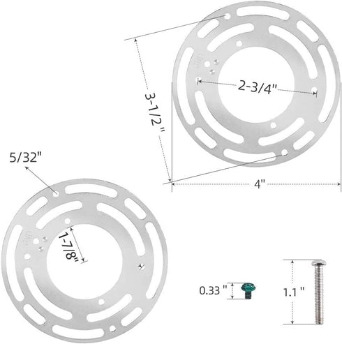 2 Pack Universal Light Fixture Mounting Bracket, 4 Inches Diameter Steel Round Crossbar with Screws and Nuts