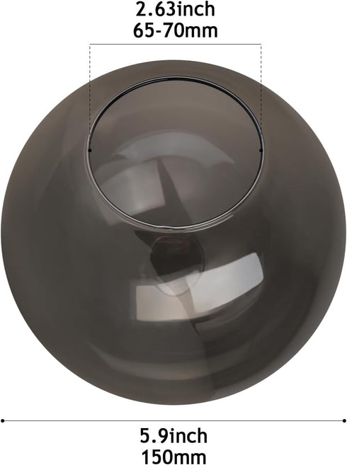 WEIYOUDJ Lights,5.9 2.64" 5.9") Lighting Replacement Glass Globe Shade,Smoke Gray Lampshade Glass Accessories