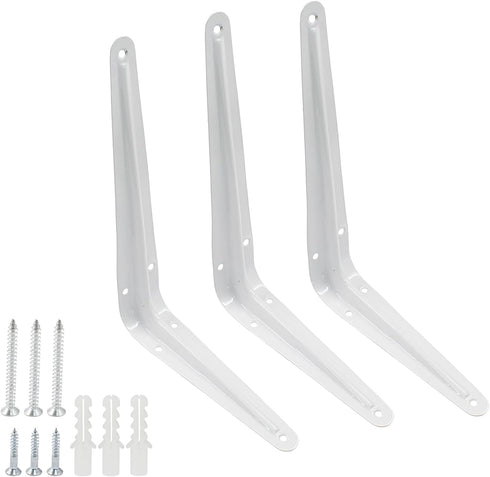 Hordion 12 Pack White Shelf Brackets 8 Inch, Heavy Duty L Bracket Right