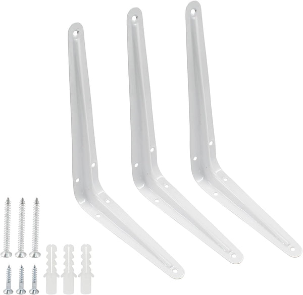 Hordion 12 Pack White Shelf Brackets 8 Inch, Heavy Duty L Bracket Right