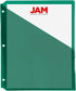 JAM PAPER Plastic Binder Dividers w/Pocket - 11 3/16 x 9 1/4 - Green - 6/Pack by JAM Paper