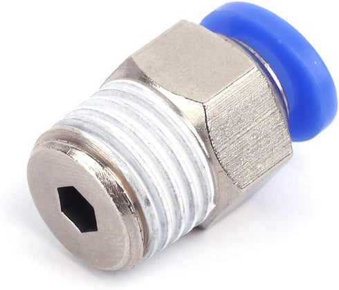 SNS 1/4" Tube OD x 1/8 NPT Male Straight Nickel Plated Brass Push to Connect Pneumatic Fittings (10 PCS)