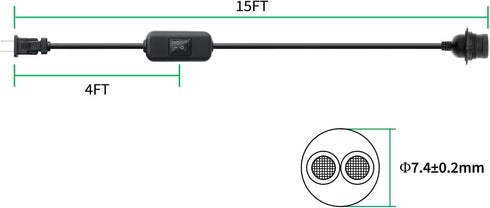 15FT E26/E27 IP44 FIRMERST Outdoor Light Socket with Plug and Rated Inline Waterproof On/Off Switch, Hanging Light
