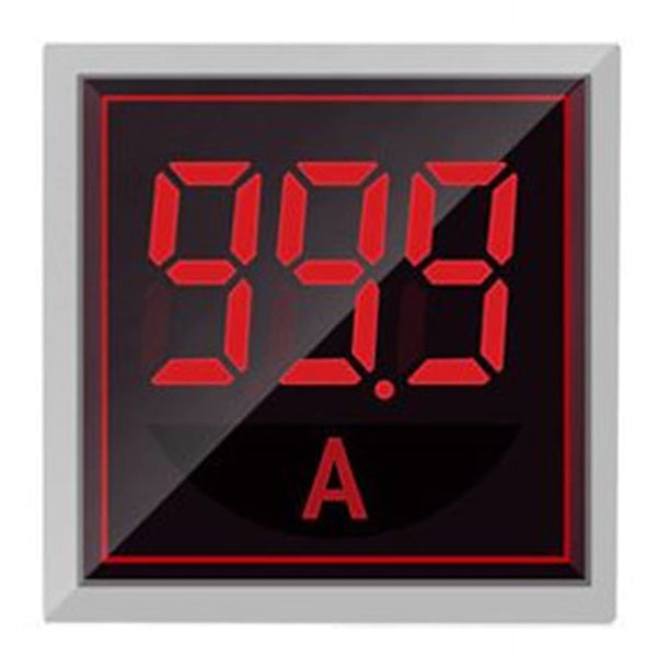 Red Digital Display AC Current Indicator, 22mm Square Head LED Current Tester 0~100A Ammeter Monitor