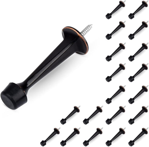 HOMOTEK 20 Pack Heavy Duty Solid Rigid Door Stop with Soft Rubber Tip, Zinc Die Cast Oil Rubbed Bronze