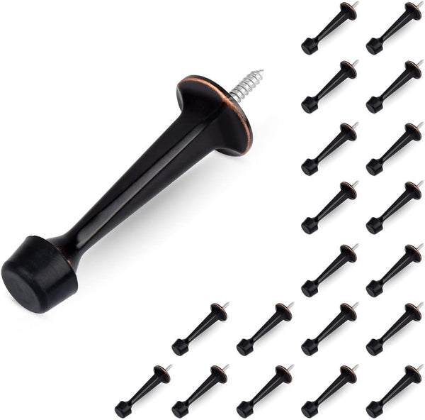 HOMOTEK 20 Pack Heavy Duty Solid Rigid Door Stop with Soft Rubber Tip, Zinc Die Cast Oil Rubbed Bronze