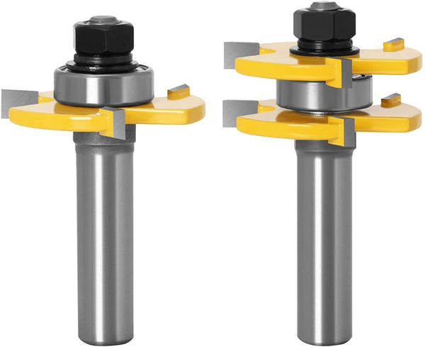 1/4 Inch Shank Adjustable Tongue & Groove Router Bit Set 1-1/4" Stock