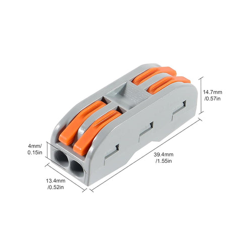DIANN 10pcs Lever Wire Connectors SPL-2, 2 Circuit Inline Splices for 28-12 AWG Quick Connect
