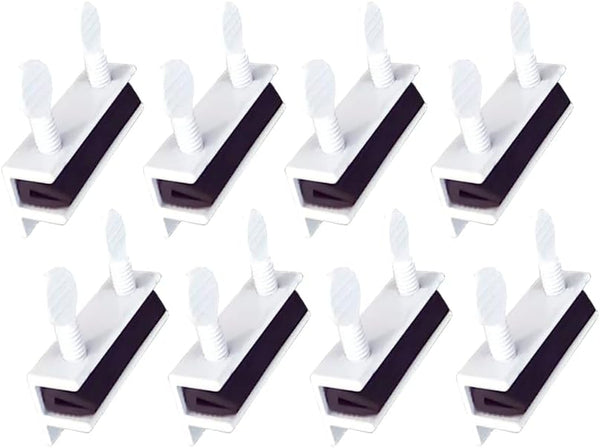 QCAA Sliding Window Security Lock with Vinyl Lining, Child Proof Lock, Aluminum, White, 8 Pack, Made in Taiwan