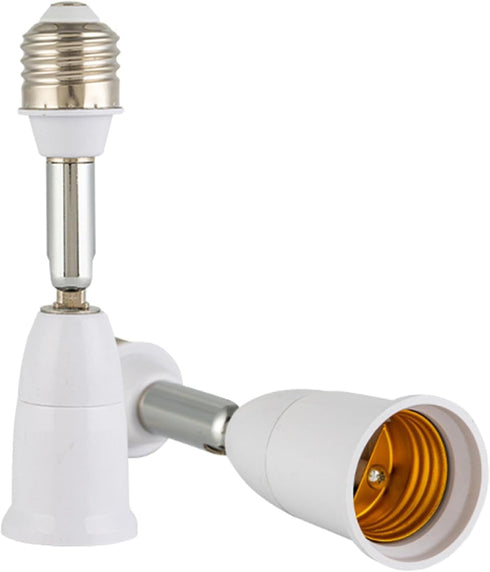 1Pc White E26/E27 Light Bulb Socket Extender Adapter, 180 Degree Bendable Light Fixture Converter