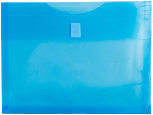 JAM PAPER Plastic Expansion Envelopes, 9 5/8 x 11 5/8 with 1 Inch Expansion, Blue, 6 Pack