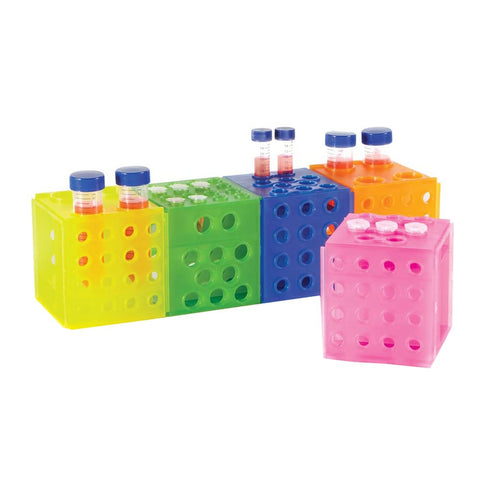 Heathrow Scientific HS29050A CubeTube Rack, 5 Units Interlocking, Assorted Colors, Pack of 5