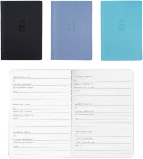 Blueline Password Notebook, Flexible Cover, Black, 5" x 3.5", 64 Pages