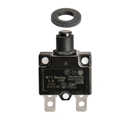 Baomain 8A Circuit Breaker, Thermal Overload Protector, S11 Series 125/250VAC/65VDC, Pack of 10