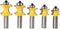 Set of 5 Half Round Bullnose Router Bits Set Woodworking Milling Cutter
