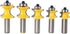 Set of 5 Half Round Bullnose Router Bits Set Woodworking Milling Cutter