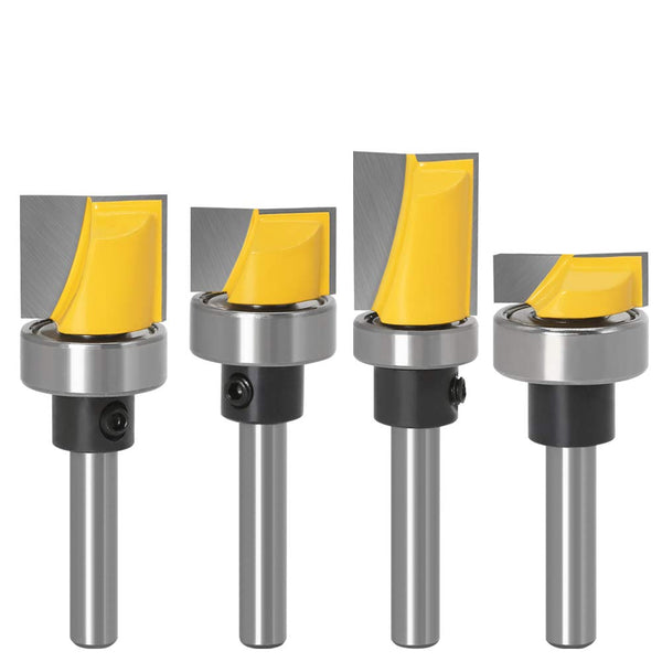 Wolfride 1/4-Inch Shank Door Hinge Router Bit Set - Template Flush Trim, Hinge Mortise, Bottom Cleaning Router Bit