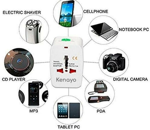 Worldwide Portable Universal Power Adapter, All in One International Travel Wall Charger for USA EU UK Outlets