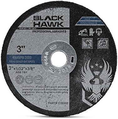 BHA Metal and Stainless Steel Cut Off Wheels for Die Grinders, 3” x 1/32” x 3/8”, 25 Pack