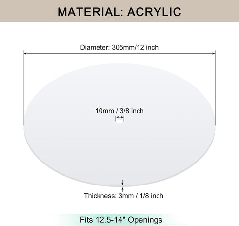 12" 3/8" 12.5-14" Round Lampshade Diffuser, Diameter with Center Hole Diffuser Lamp Shade for Drum Style Lampshades