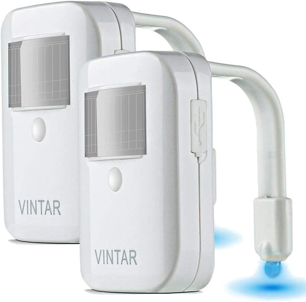 VINTAR 2 Pack Rechargeable 16 Color Motion Sensor LED Toilet Night Light, 5