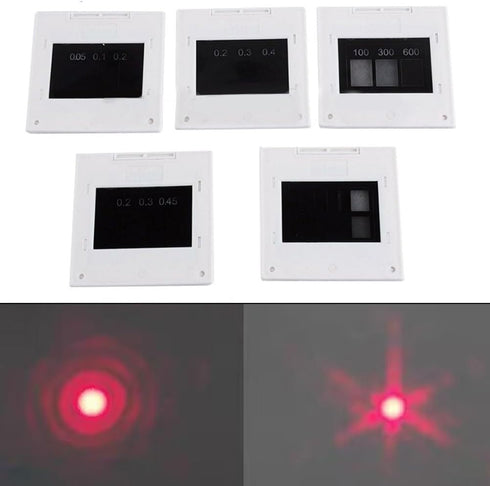 Drawup Set Interference Diffraction Grating with Circular Single and Double Slit Patterns, Multiple Line Mesh