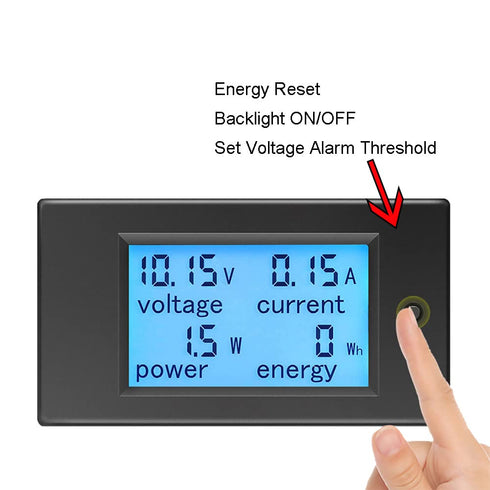 Amp Volt Watt Kwh Meter Tester: Digital 4 in 1 Ammeter Voltmeter Multimeter, 12V DC 6.5-100V 20A, LCD Display Monitor
